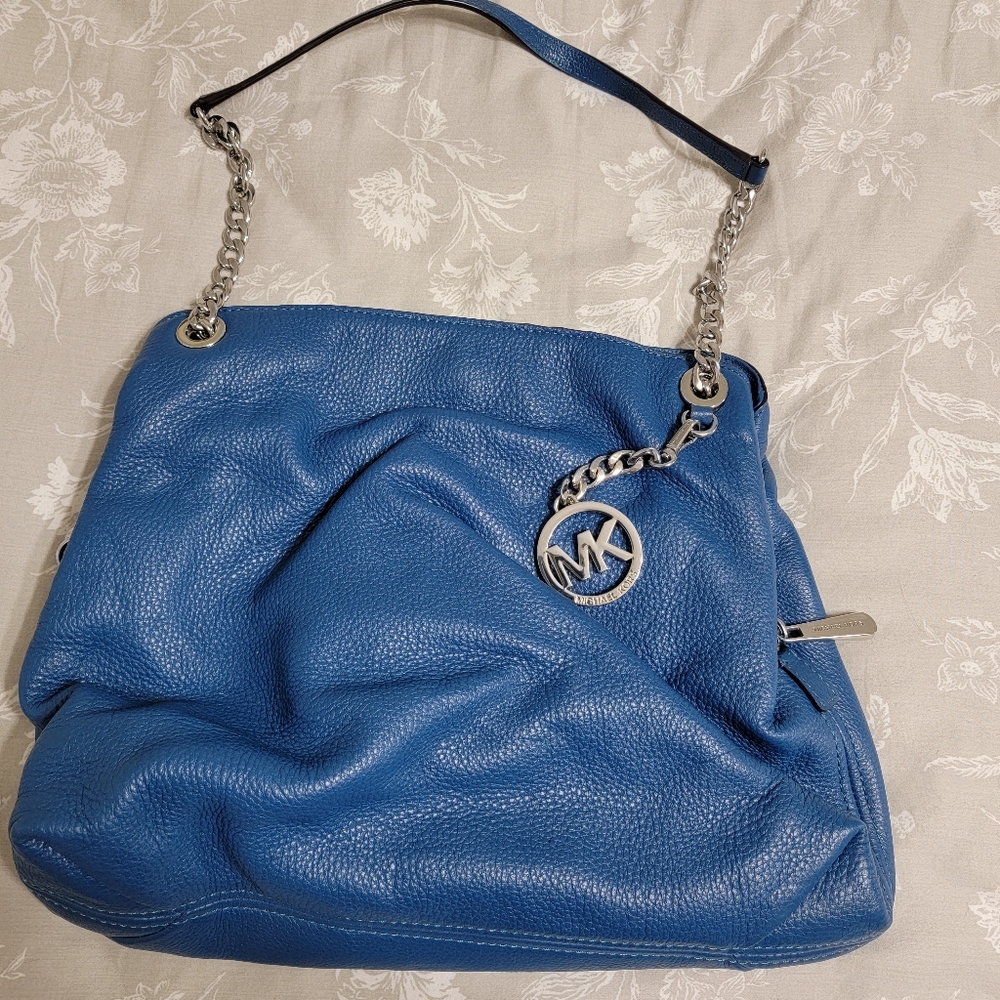 Michael Kors Blue Pebble Leather Handbag